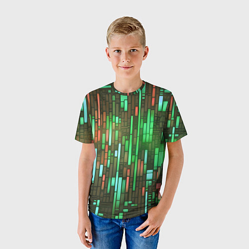Детская футболка Неоновые полосы зелёные / 3D-принт – фото 3