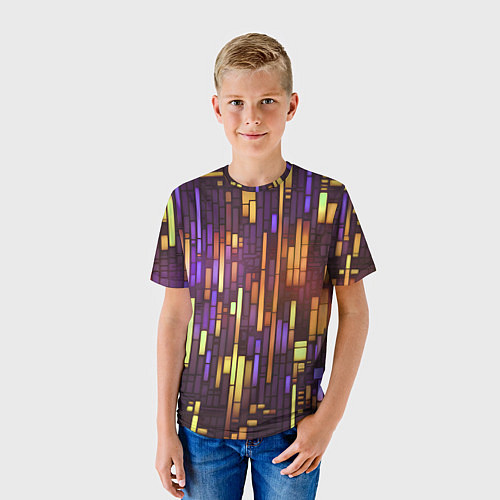 Детская футболка Неоновые полосы жёлтые / 3D-принт – фото 3