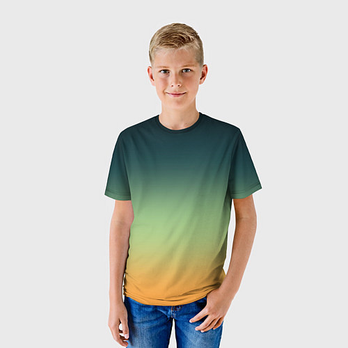 Детская футболка Темно-зеленый и желтый градиент / 3D-принт – фото 3