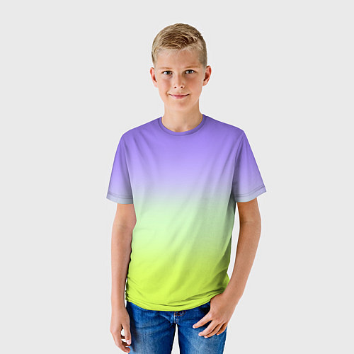 Детская футболка Фиолетовый мятный и желто-зеленый градиент / 3D-принт – фото 3