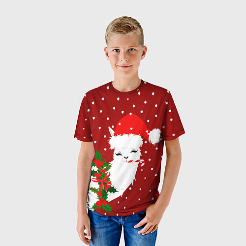 Детская футболка Лама - альпака с леденцом / 3D-принт – фото 3