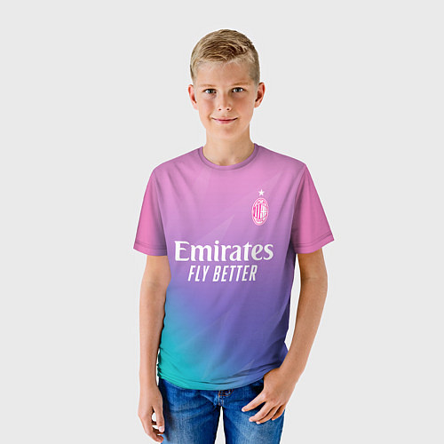Детская футболка ФК Милан форма 23-24 третья / 3D-принт – фото 3