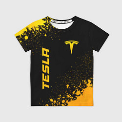 Футболка детская Tesla - gold gradient вертикально, цвет: 3D-принт