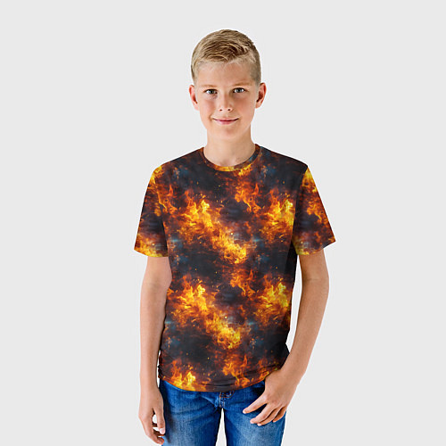 Детская футболка Пламя огня паттерн / 3D-принт – фото 3
