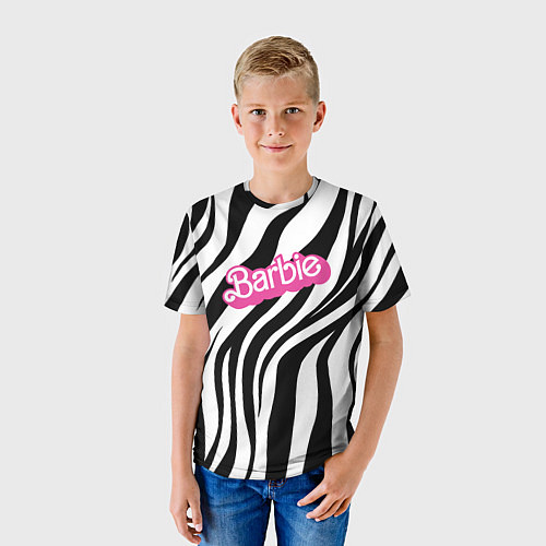 Детская футболка Ретро Барби - паттерн полосок зебры / 3D-принт – фото 3