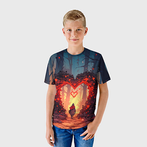 Детская футболка Сердце в сердце на закате / 3D-принт – фото 3