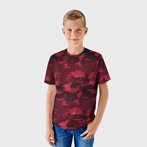 Детская футболка Красно-бордовый паттерн / 3D-принт – фото 3