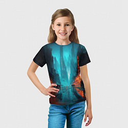 Футболка детская Вечерний городской пейзаж, цвет: 3D-принт — фото 2