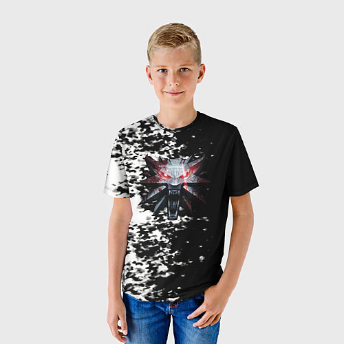 Детская футболка Ведьмак чернобелые краски / 3D-принт – фото 3