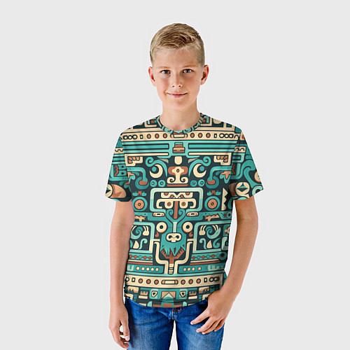 Детская футболка Абстрактный паттерн в ацтекском стиле / 3D-принт – фото 3