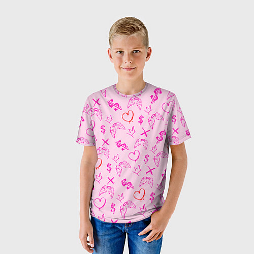 Детская футболка Паттерн - розовые граффити / 3D-принт – фото 3