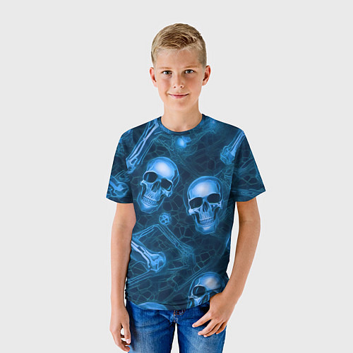 Детская футболка Синие черепа и кости / 3D-принт – фото 3