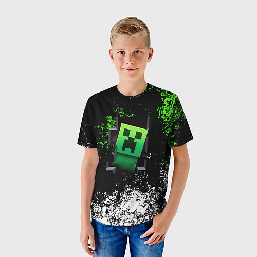 Детская футболка Крипер зелёная кровь / 3D-принт – фото 3