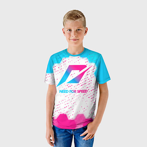Детская футболка Need for Speed neon gradient style / 3D-принт – фото 3