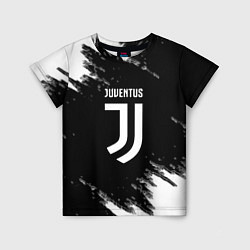 Футболка детская Juventus спорт краски черно белый, цвет: 3D-принт
