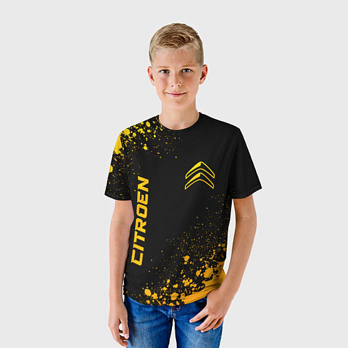 Детская футболка Citroen - gold gradient вертикально / 3D-принт – фото 3