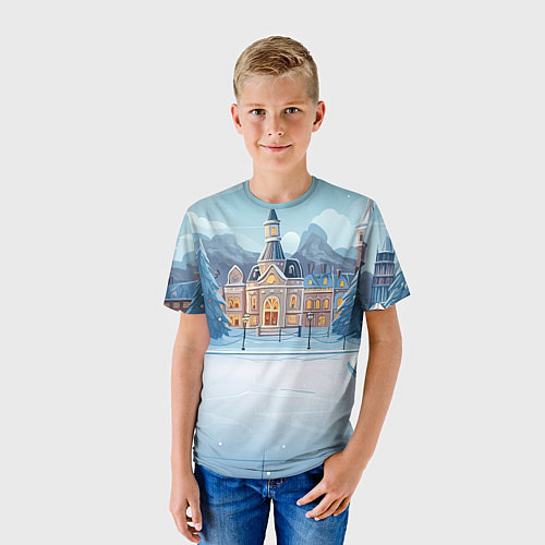 Детская футболка Новогодний зимний сквер / 3D-принт – фото 3