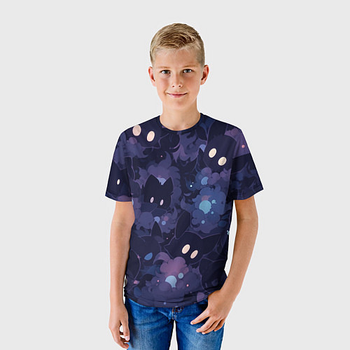 Детская футболка Фиолетовые котики / 3D-принт – фото 3