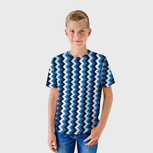 Детская футболка Ломаные полосы синий / 3D-принт – фото 3