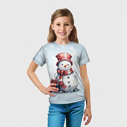 Футболка детская New Years cute snowman, цвет: 3D-принт — фото 2