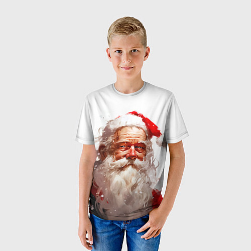 Детская футболка Добрый Санта - мазки краски / 3D-принт – фото 3