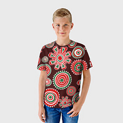 Футболка детская Новогодний принт красный, цвет: 3D-принт — фото 2