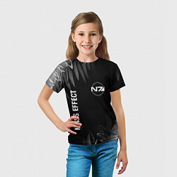 Футболка детская Mass Effect glitch на темном фоне вертикально, цвет: 3D-принт — фото 2