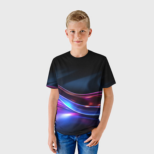 Детская футболка Неоновые линии со свечением / 3D-принт – фото 3
