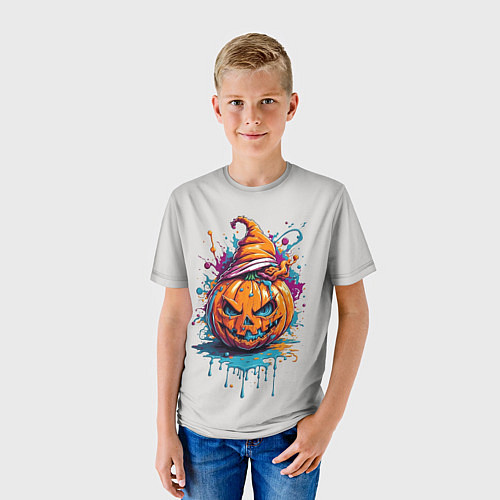 Детская футболка Хэллоуинская тыква в красках / 3D-принт – фото 3