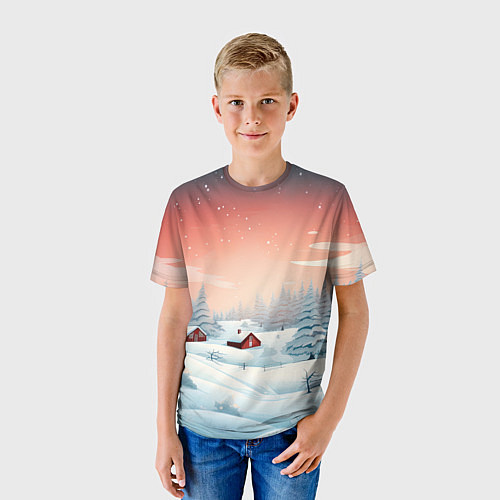 Детская футболка Погружение в зимнюю атмосферу / 3D-принт – фото 3