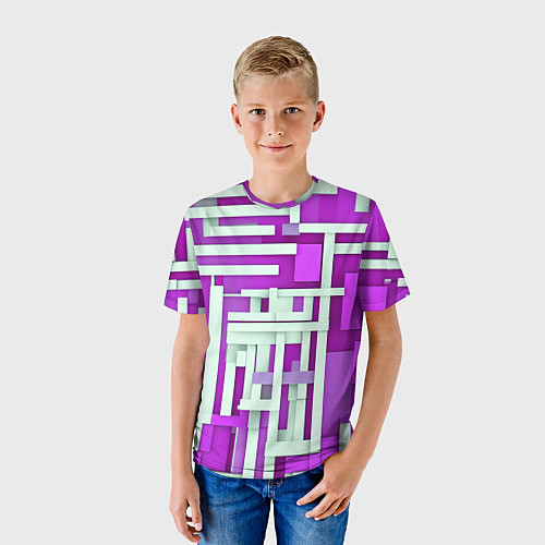 Детская футболка Полосы на фиолетовом фоне / 3D-принт – фото 3