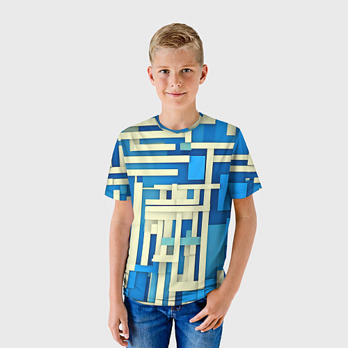 Детская футболка Полосы на синем фоне / 3D-принт – фото 3