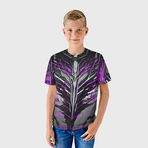 Детская футболка Киберпанк доспех фиолетовый / 3D-принт – фото 3