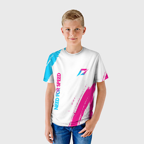 Детская футболка Need for Speed neon gradient style вертикально / 3D-принт – фото 3