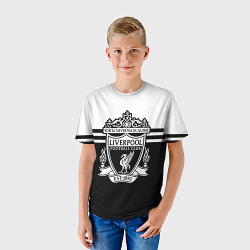 Детская футболка Ливерпуль - черно-белый / 3D-принт – фото 3