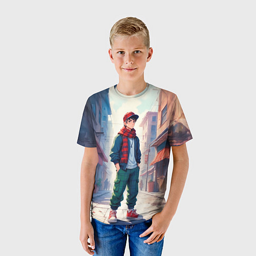 Детская футболка Парень в штанах карго / 3D-принт – фото 3