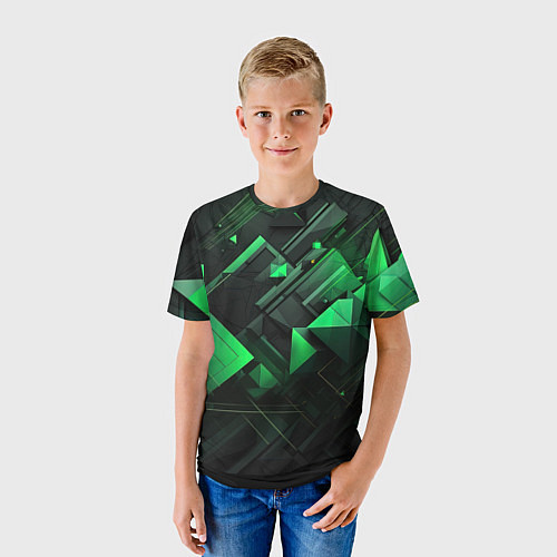 Детская футболка Абстрактная интерпретация зеленого / 3D-принт – фото 3