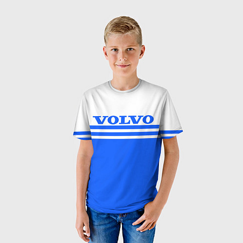 Детская футболка Вольво - две синии полосы / 3D-принт – фото 3