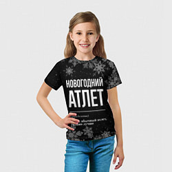 Футболка детская Новогодний атлет на темном фоне, цвет: 3D-принт — фото 2