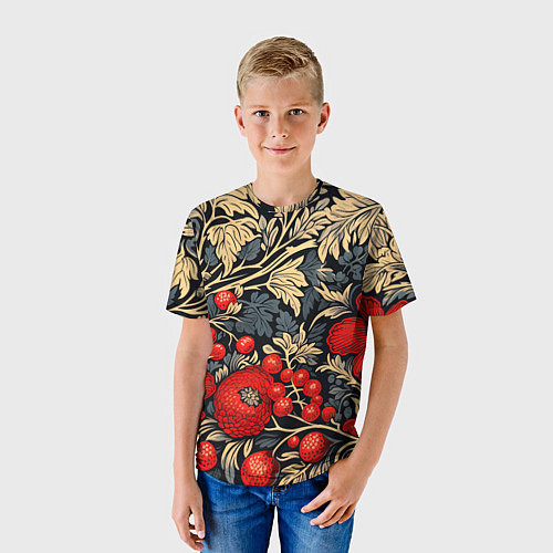 Детская футболка Новогодние ягодки и узоры / 3D-принт – фото 3