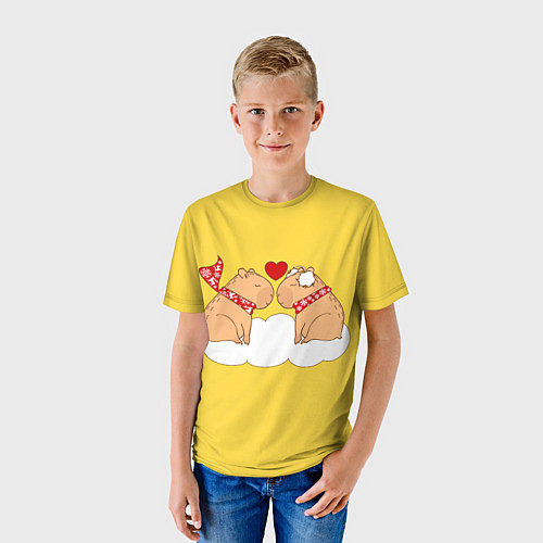 Детская футболка Влюбленный капибара / 3D-принт – фото 3