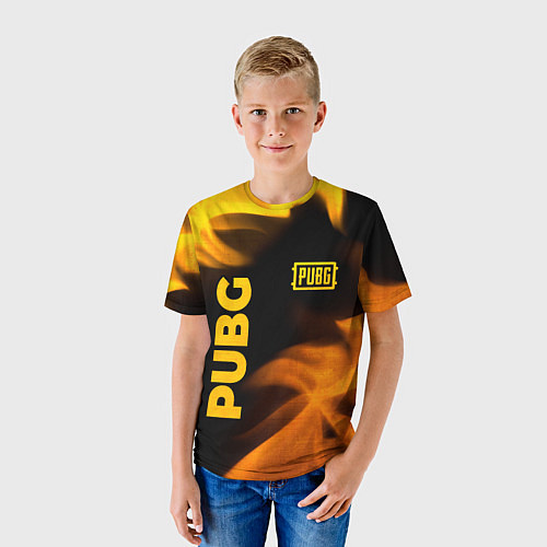Детская футболка PUBG - gold fire gradient / 3D-принт – фото 3