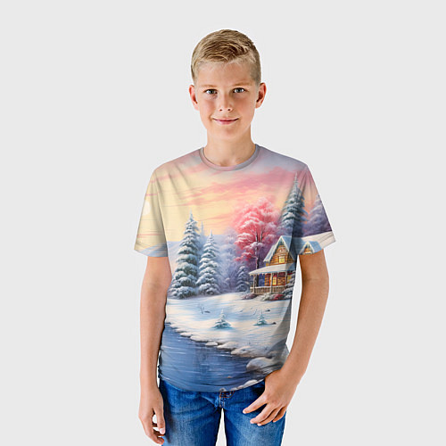 Детская футболка Сказочная метель подарков / 3D-принт – фото 3