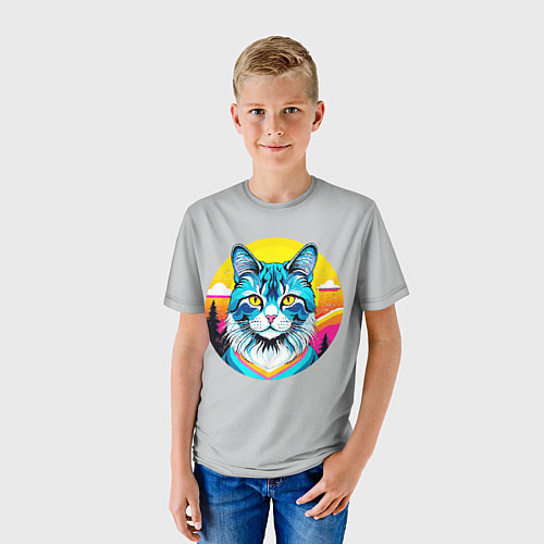 Детская футболка Нейросеть - кот в стиле граффити / 3D-принт – фото 3
