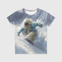 Футболка детская Йетти на сноуборде, цвет: 3D-принт