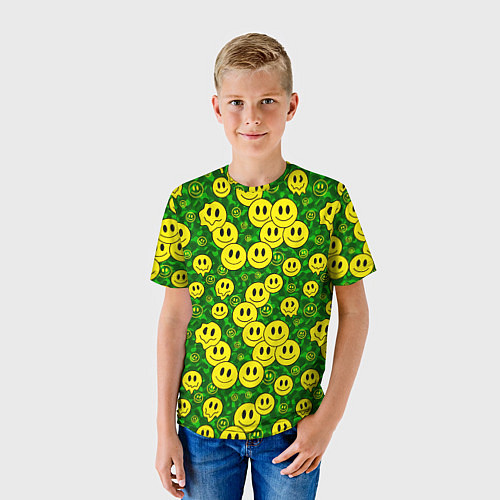 Детская футболка Камуфляжные смайлики / 3D-принт – фото 3