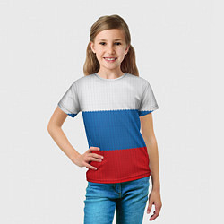 Футболка детская Вязаный российский флаг, цвет: 3D-принт — фото 2