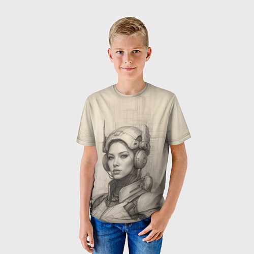 Детская футболка Скетч девушка-разведчик / 3D-принт – фото 3