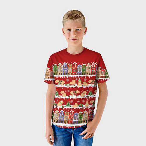 Детская футболка Капибара на Новый год / 3D-принт – фото 3
