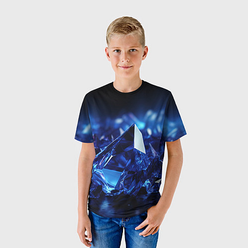 Детская футболка Синие прозрачные алмазы / 3D-принт – фото 3